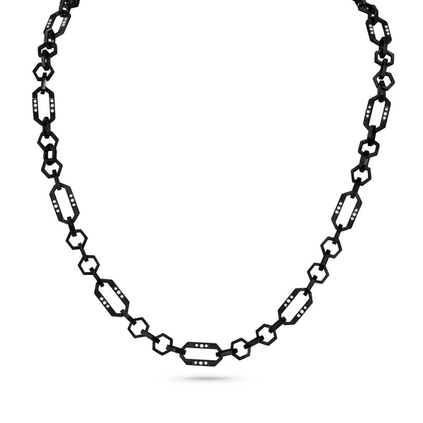 Dominique Cohen diamond-kissed timepiece chain in (hot!) blackened sterling silver<span class='visuallyhidden'>; shopping help at 323-404-2959.</span>